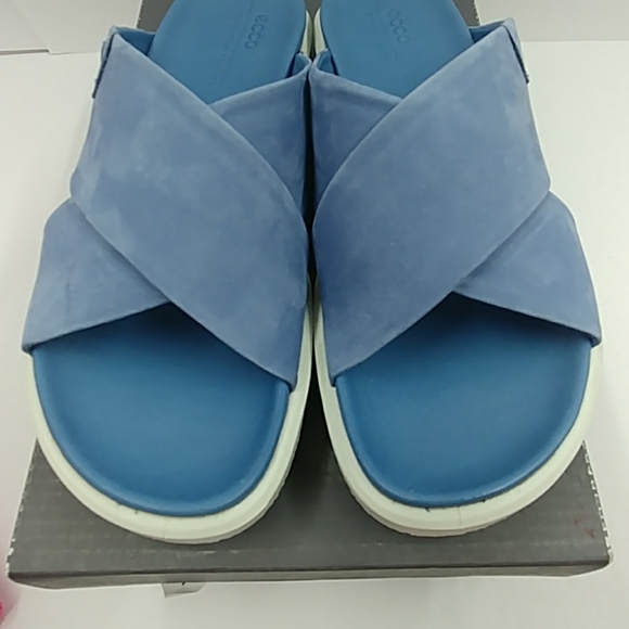 ECCO Flowt Slide Retro Blue Calf Nubuck Size 38 - Picture 8 of 8